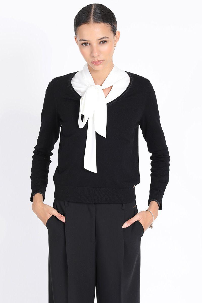 Tejido Punto Basico, Con Hilo Metalizado, Negro Liola-0