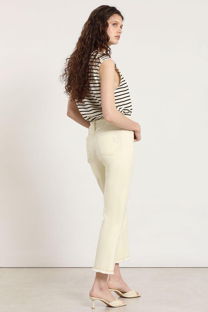 Jeans color cropped flare, vainilla Liola-2