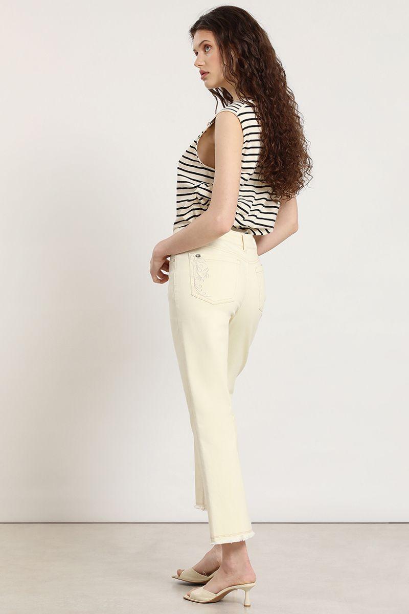 Jeans color cropped flare, vainilla Liola-4