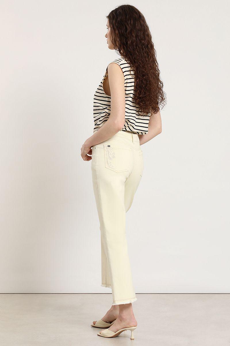 Jeans color cropped flare, vainilla Liola-5