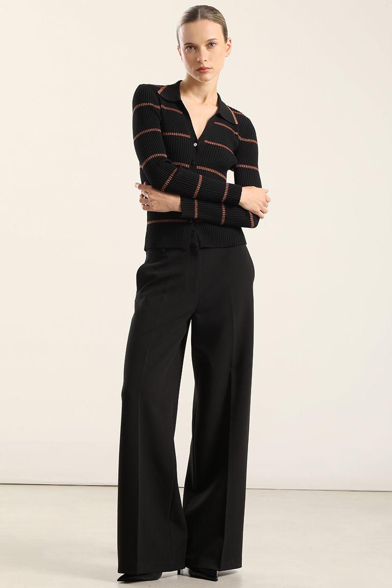 Cardigan punto retro, hilo metalizado, negro Liola-4