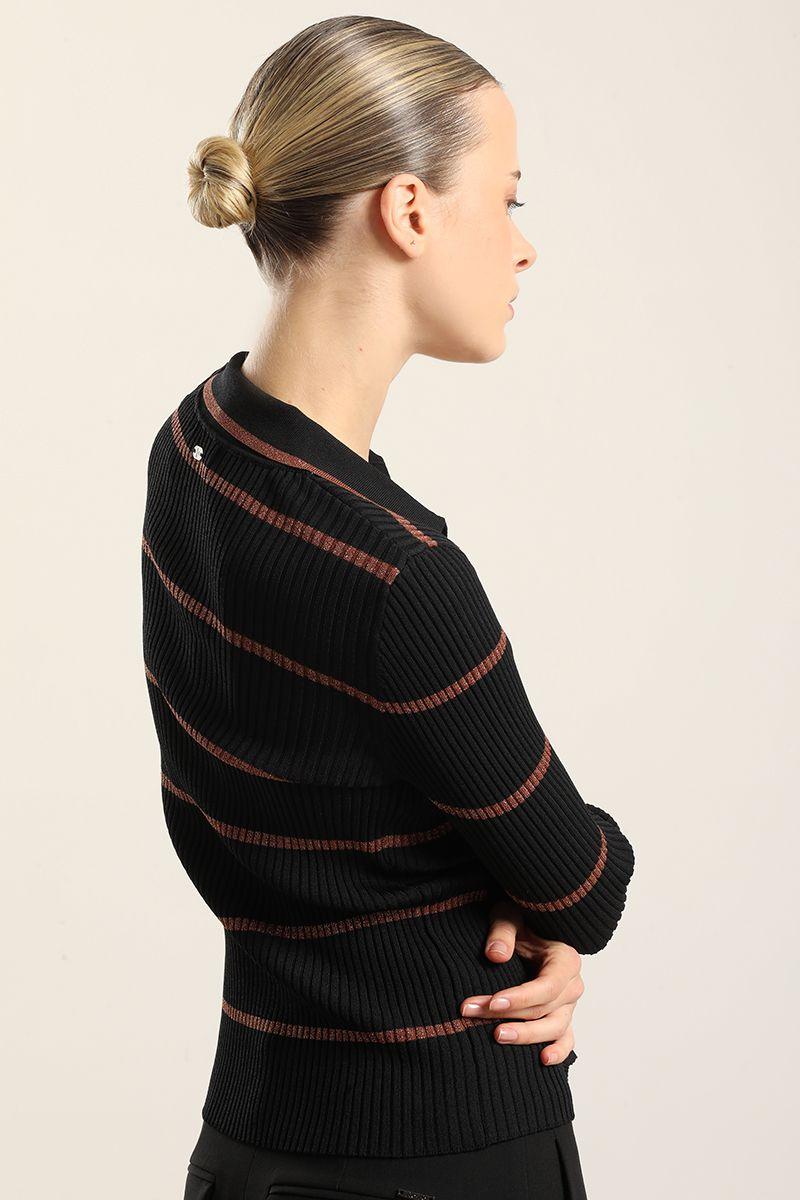 Cardigan punto retro, hilo metalizado, negro Liola-6