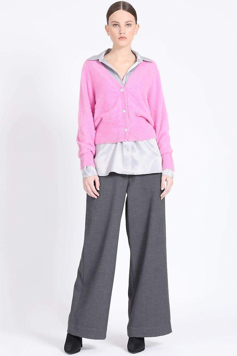 Cardigan Tejido Punto, Botones Joya, Rosa Liola-1