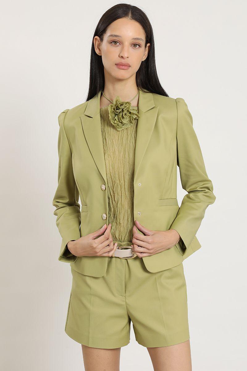 Blazer entallado hombro fantasia, verde Liola-0