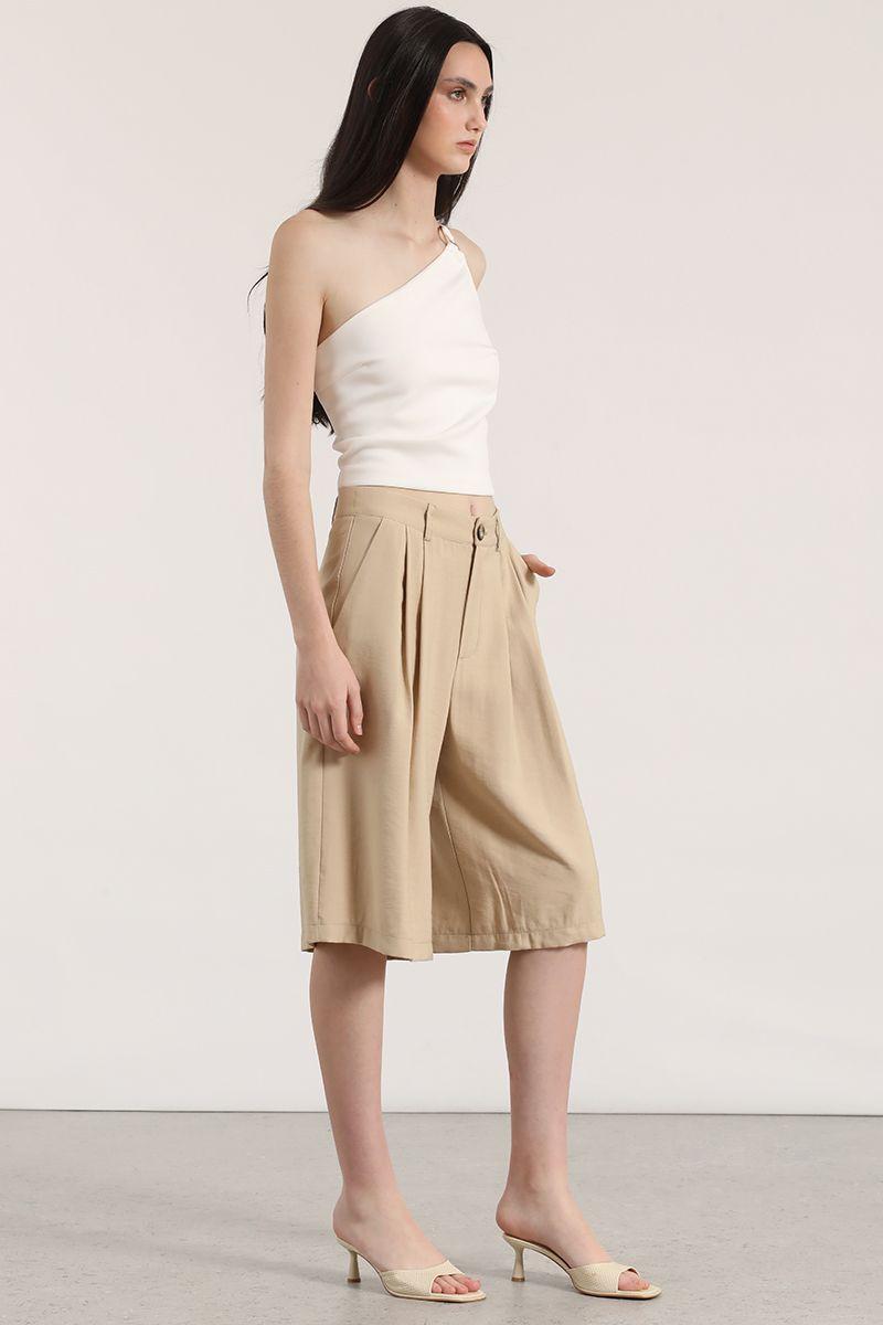 Bermuda con pliegue Liola mujer beige-2