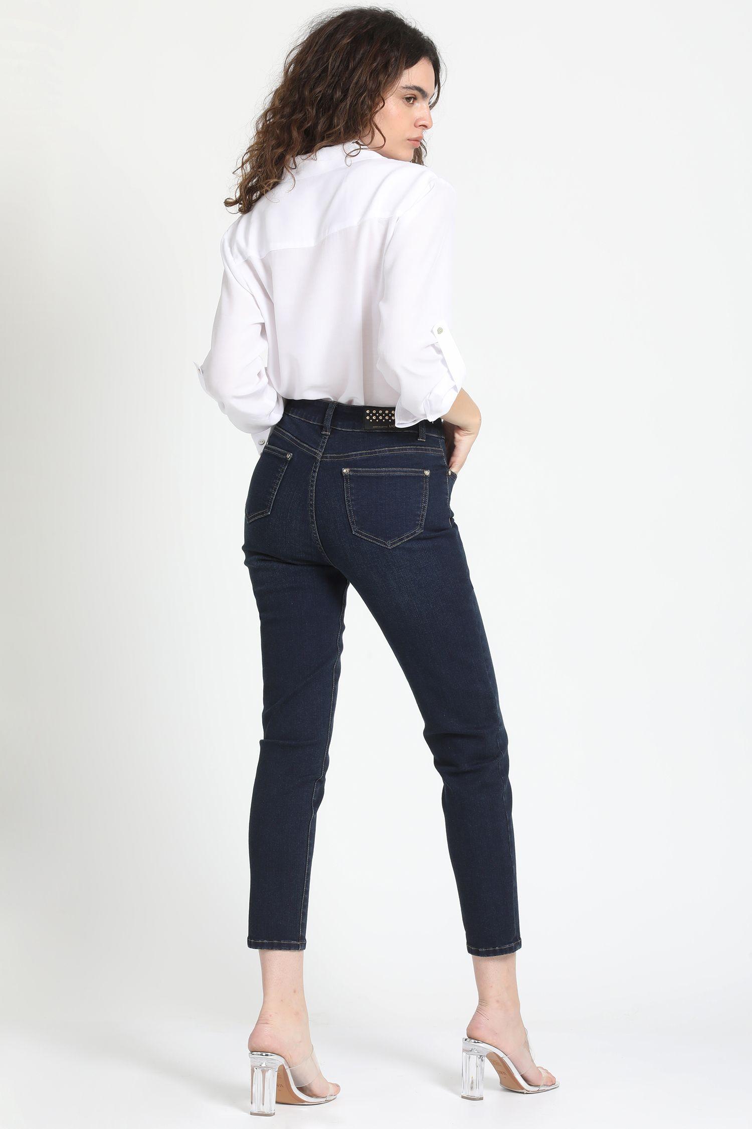 Jeans Skinny Con Aplicación Trenzado Indigo Liola-3