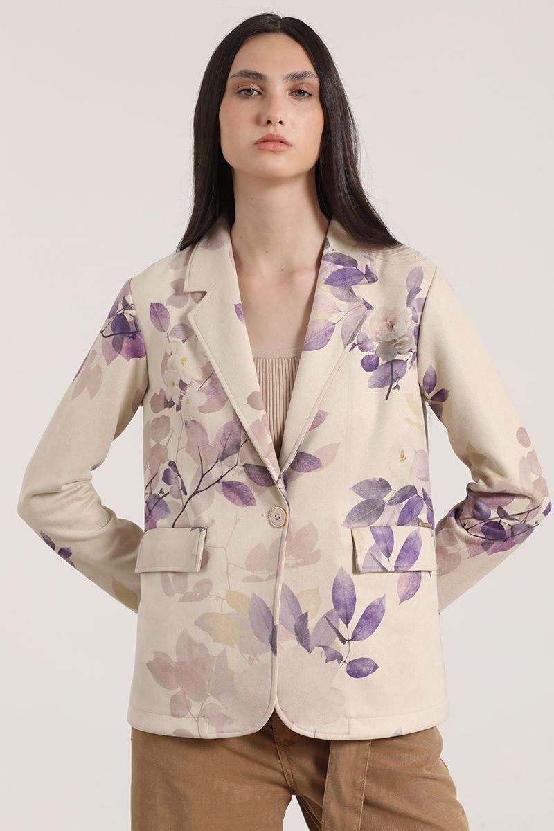 Blazer gamuza estampado liola mujer beige-2