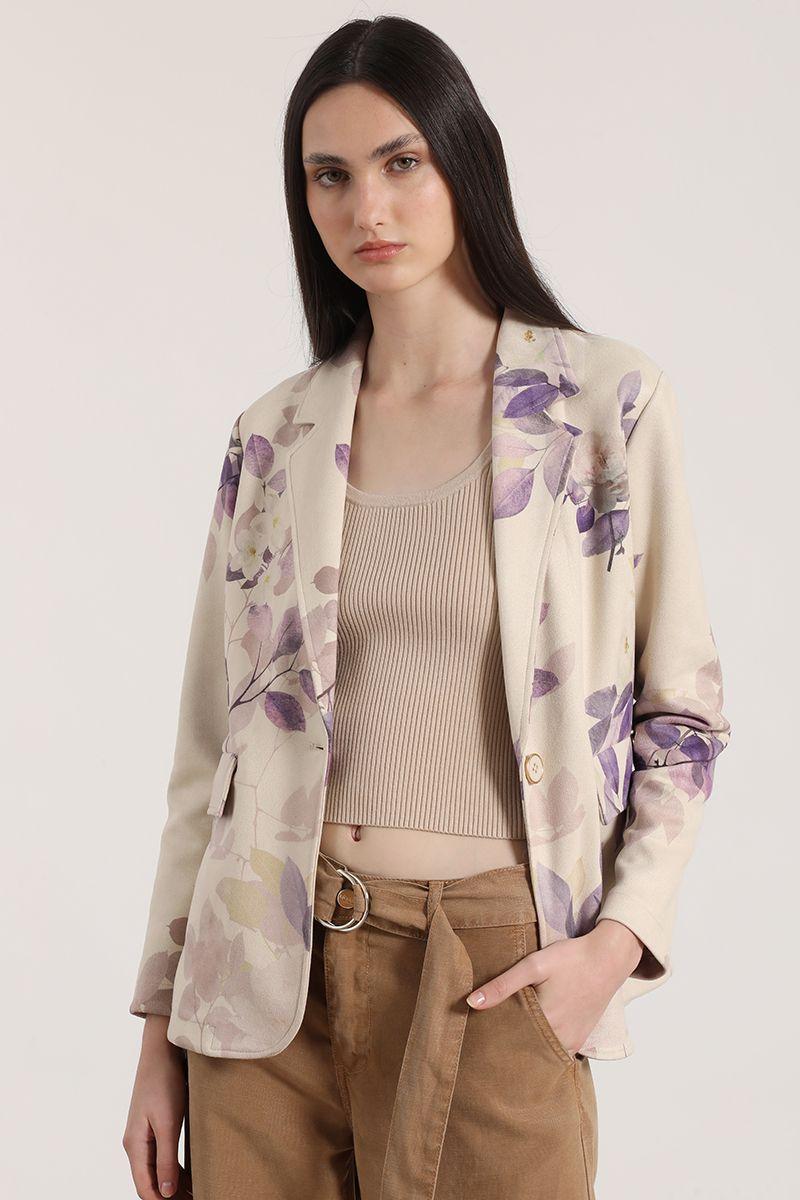 Blazer gamuza estampado liola mujer beige-4
