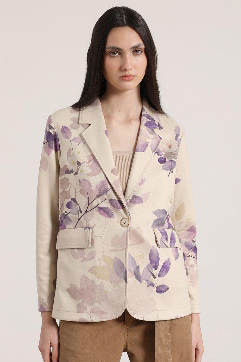 Blazer gamuza estampado liola mujer beige-5