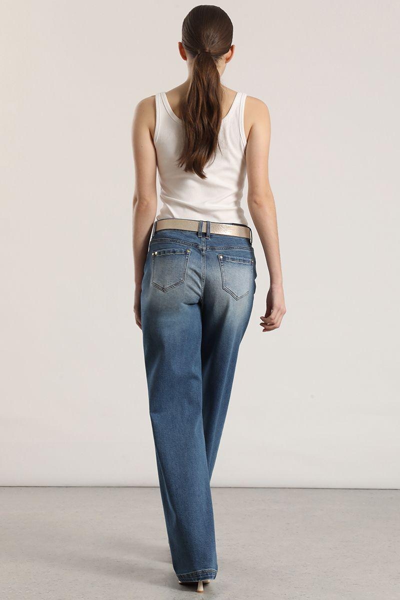 Jeans straight con cinturón liola mujer azul-5