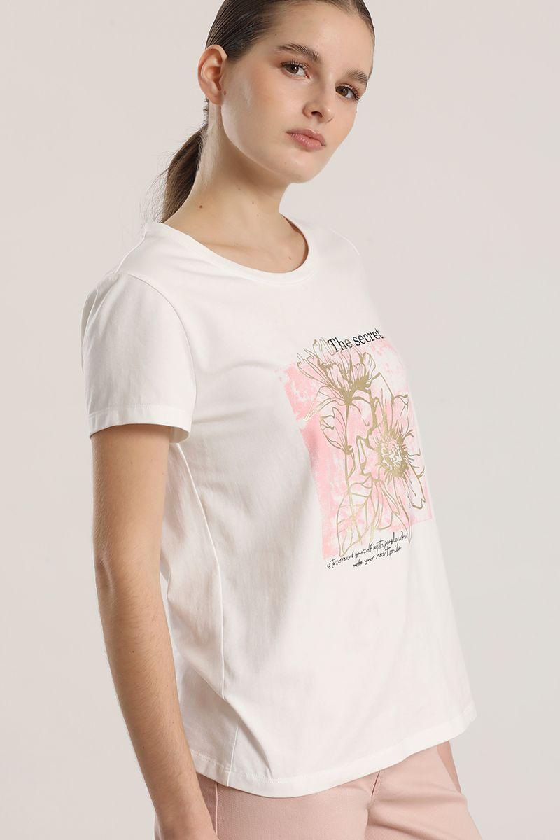 Polera estampado flores liola mujer crudo-5
