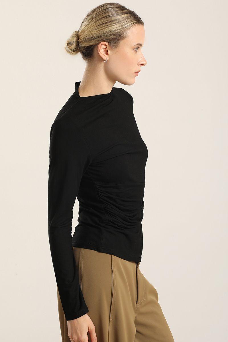 Top Herraje Metal, Con Drapeado, Negro Liola-5