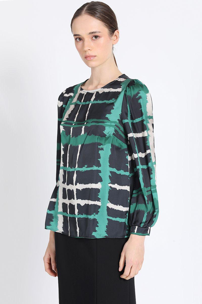 Blusa Estampado Cuadrille Verde Liola-2