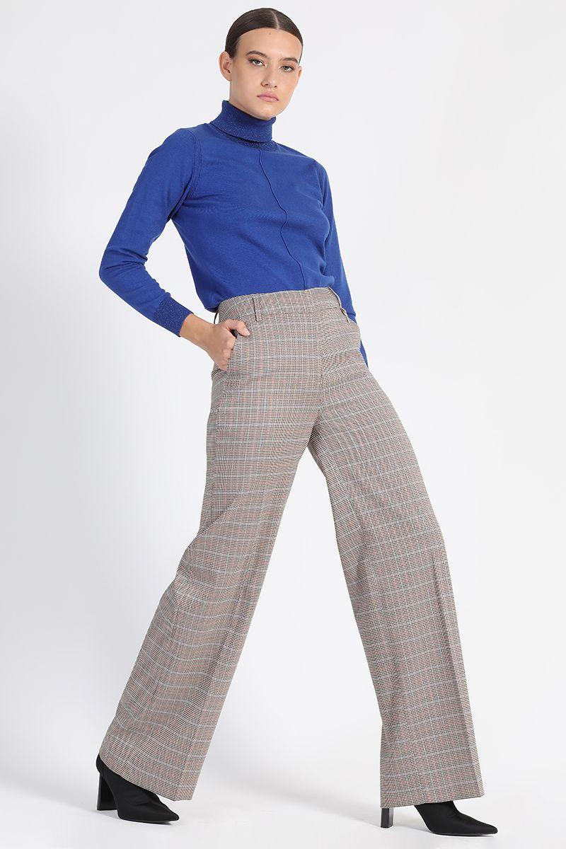 Pantalón Tiro Alto Cuadrille Beige Liola-1