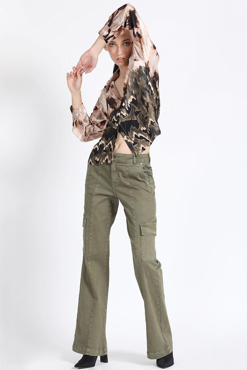 Camisa Satin Estampado, Negro Liola-1