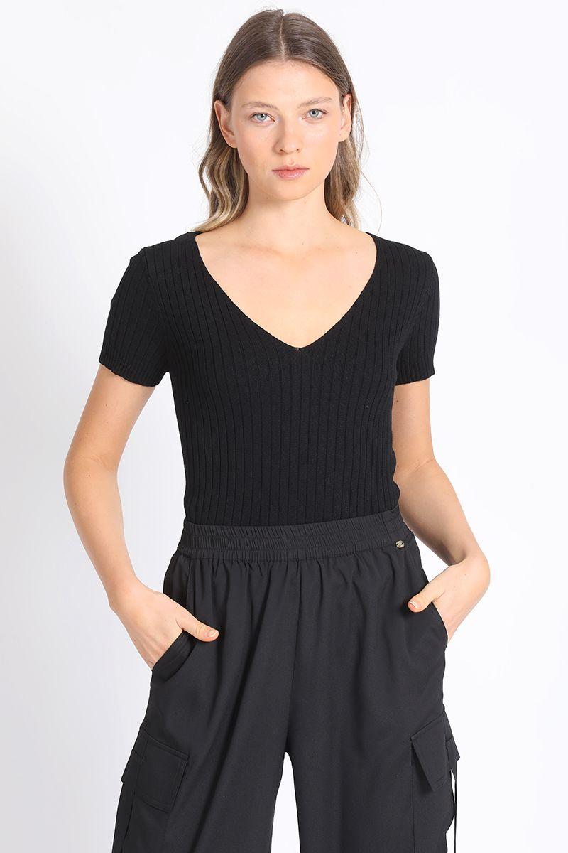 Polera Tejido Ribb Negra Liola-0