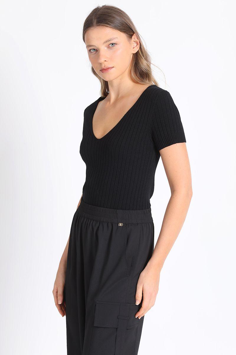 Polera Tejido Ribb Negra Liola-1