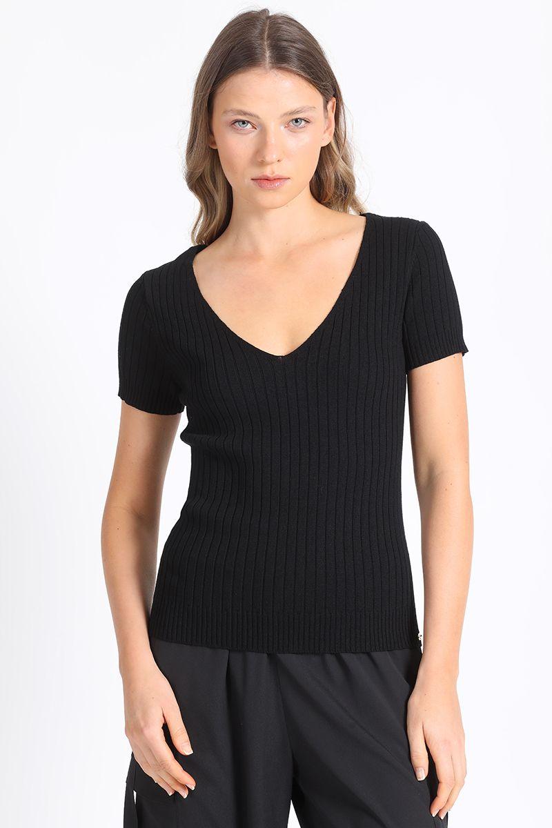 Polera Tejido Ribb Negra Liola-2