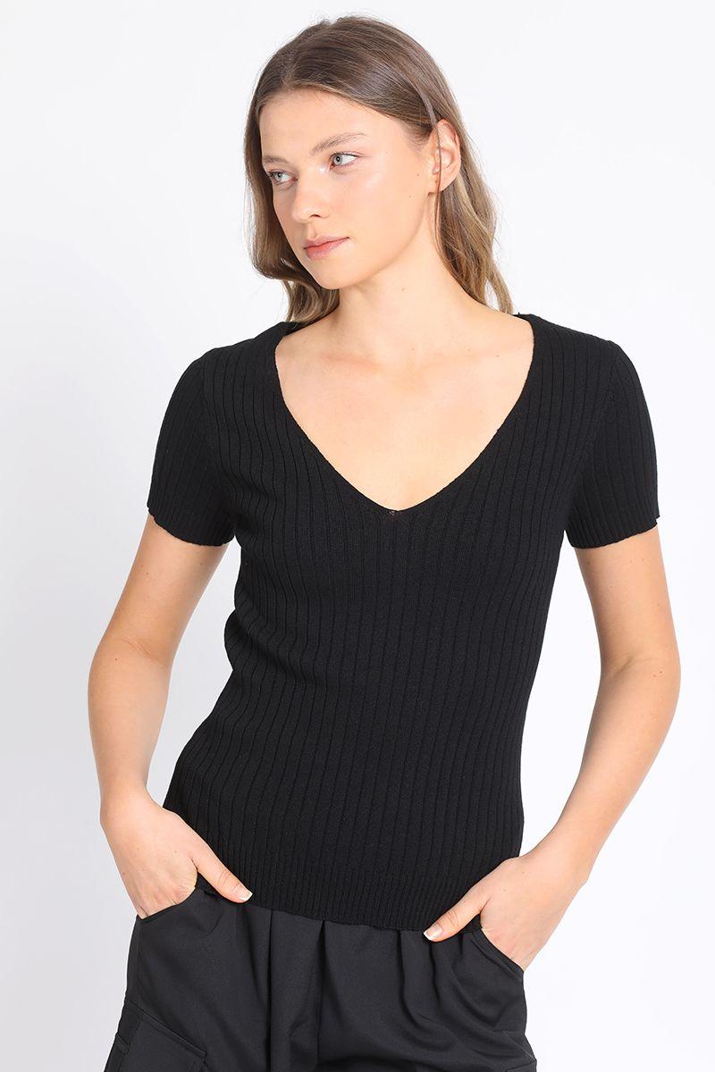 Polera Tejido Ribb Negra Liola-3