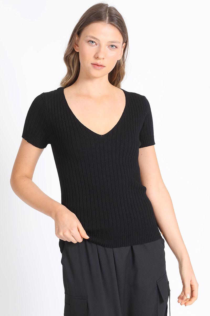 Polera Tejido Ribb Negra Liola-4