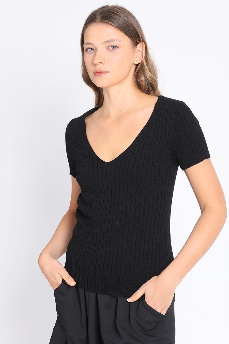 Polera Tejido Ribb Negra Liola-5