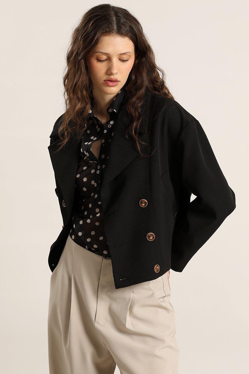 Chaqueta bomber, cruzada, negro Liola-0