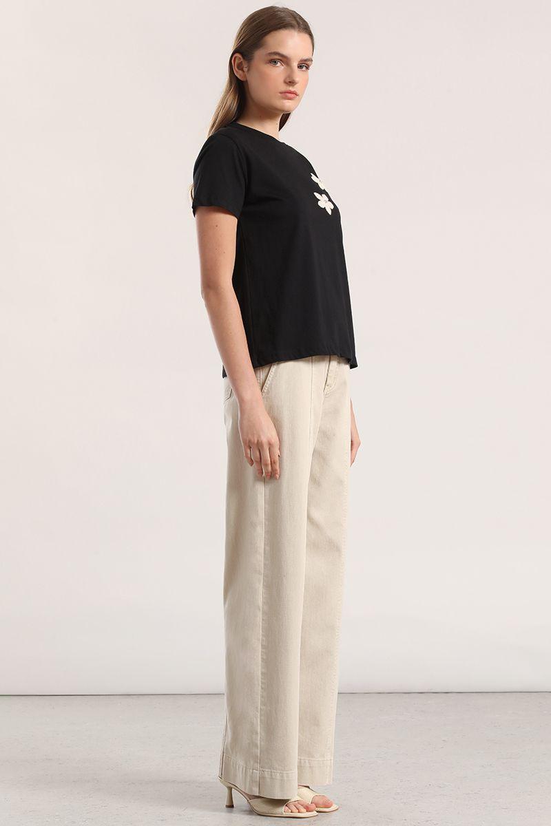 Polera flor crochet liola mujer negro-4