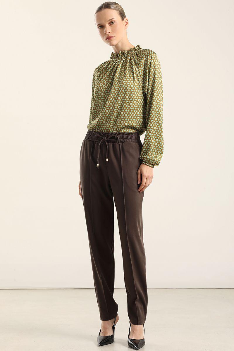 Blusa Satinada Estampado Puntos, Verde Liola-1