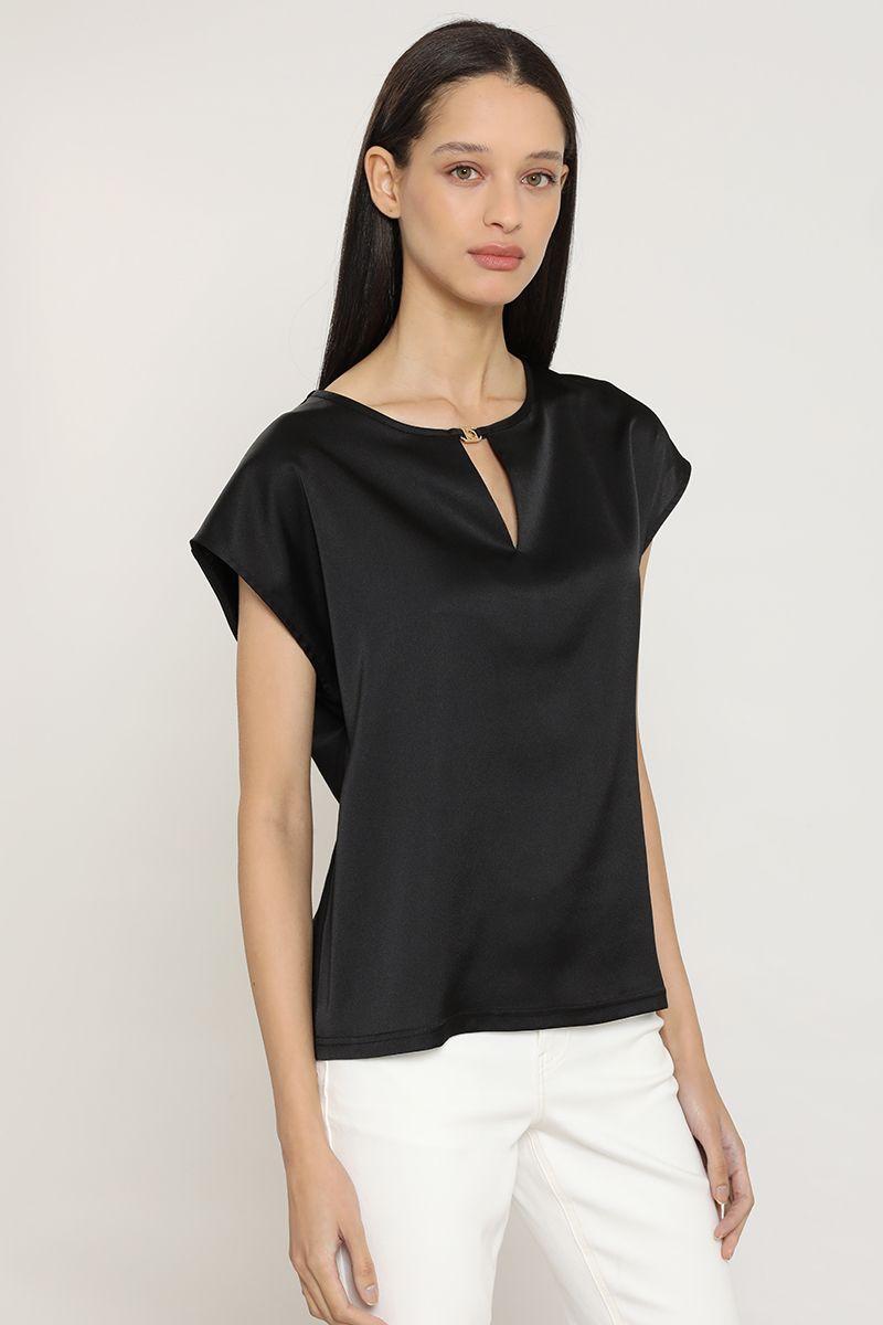 Polera satin, herraje metal, negro Liola-0
