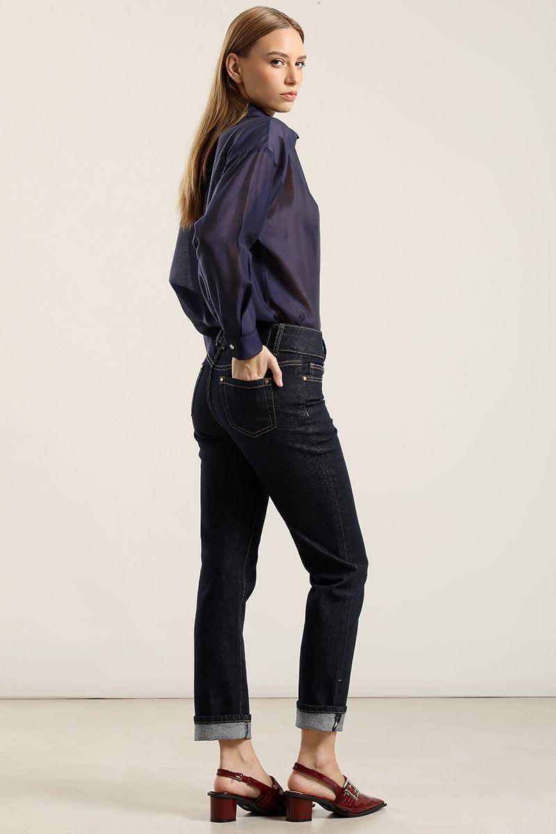 Jeans slim, boton joya, indigo Liola-1