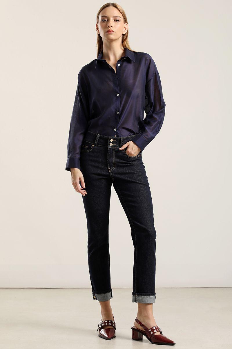 Jeans slim, boton joya, indigo Liola-3