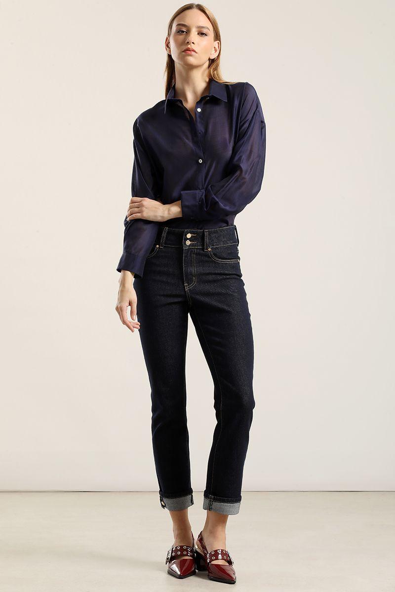Jeans slim, boton joya, indigo Liola-4