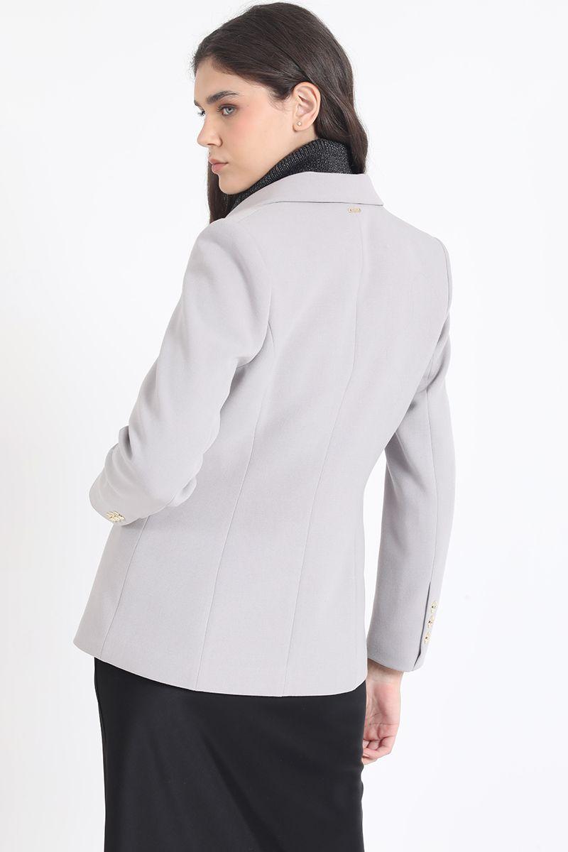 Blazer Entallado Cruzado, Gris Liola-3
