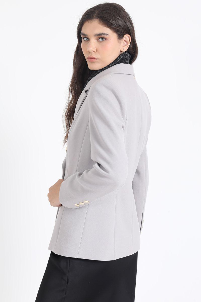 Blazer Entallado Cruzado, Gris Liola-4
