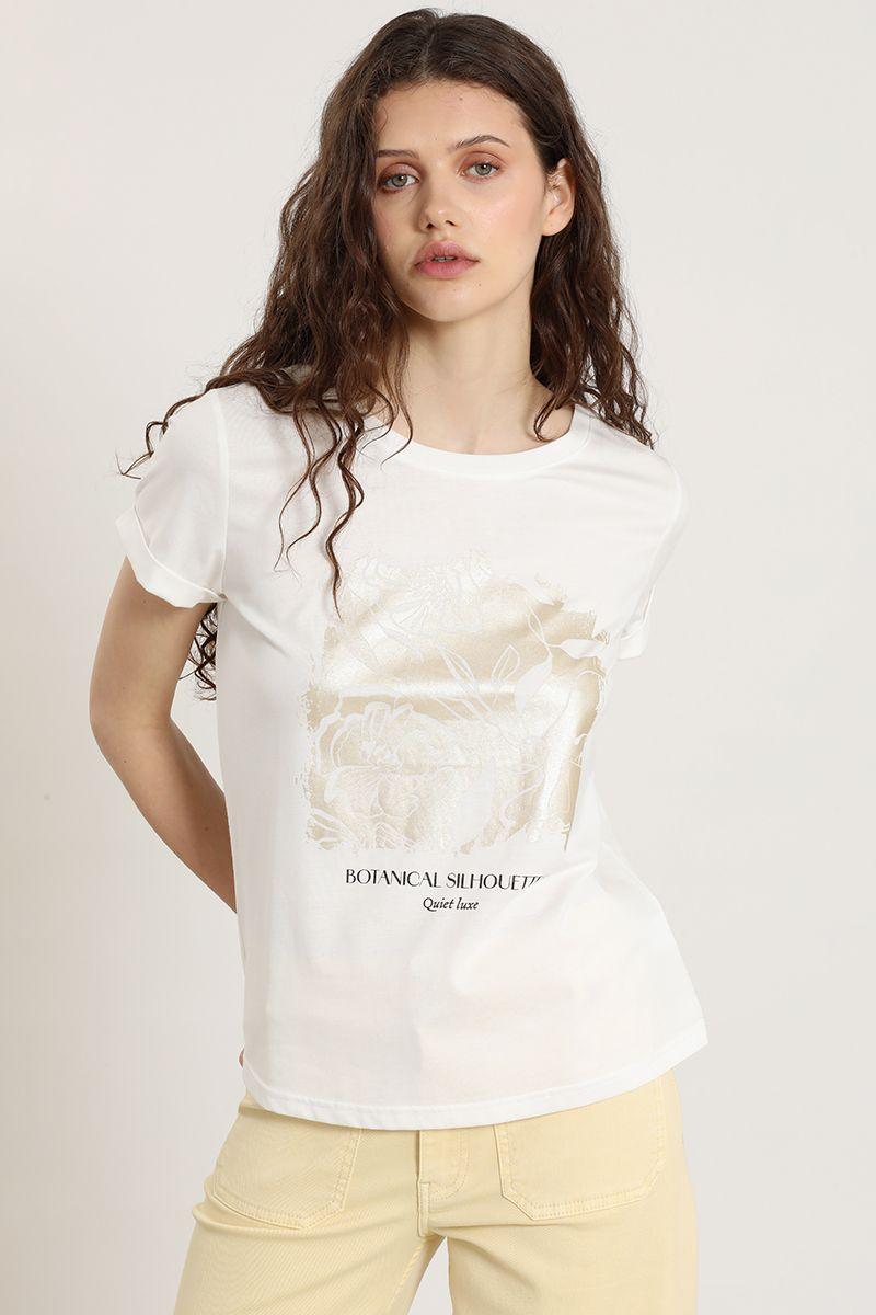 Polera estampado botanical silhouette, crudo Liola-0
