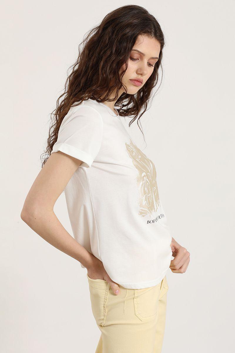 Polera estampado botanical silhouette, crudo Liola-2
