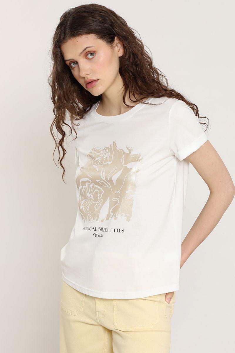 Polera estampado botanical silhouette, crudo Liola-3