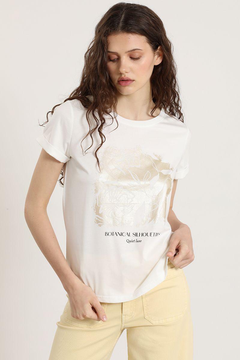 Polera estampado botanical silhouette, crudo Liola-4