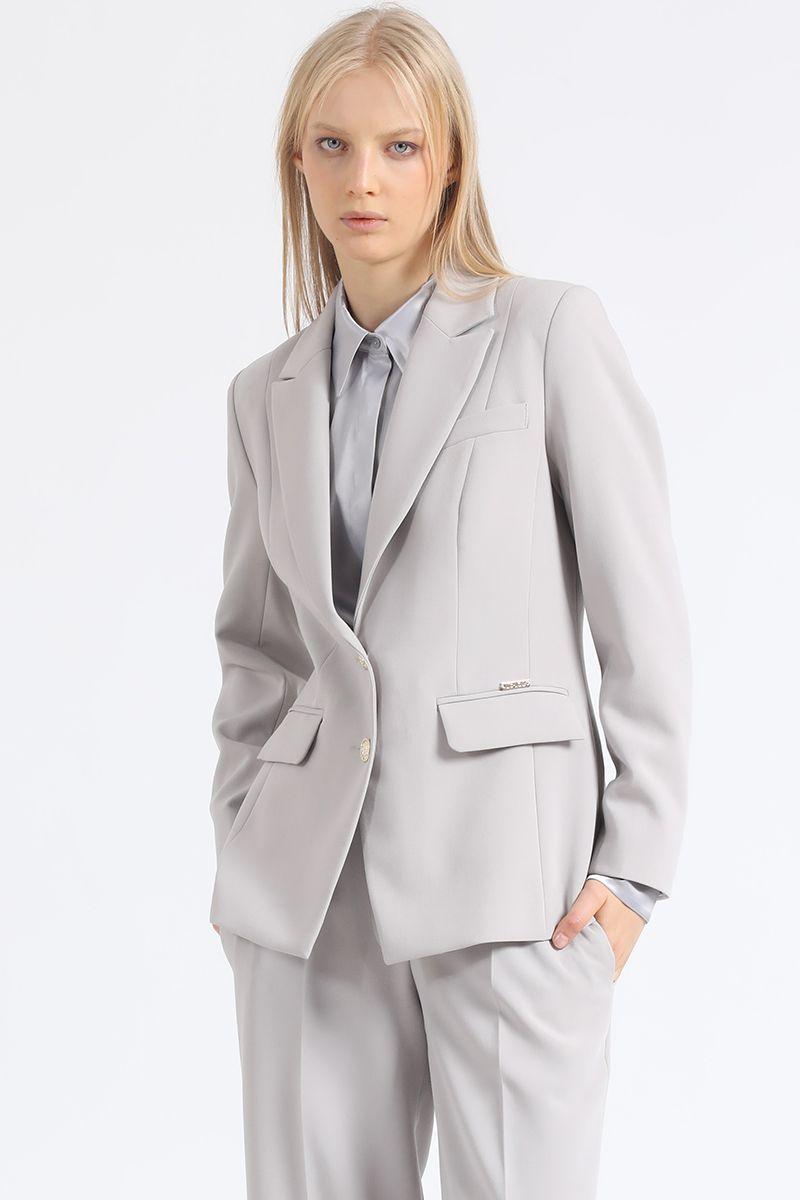 Blazer Basico Entallado, Gris Liola-5