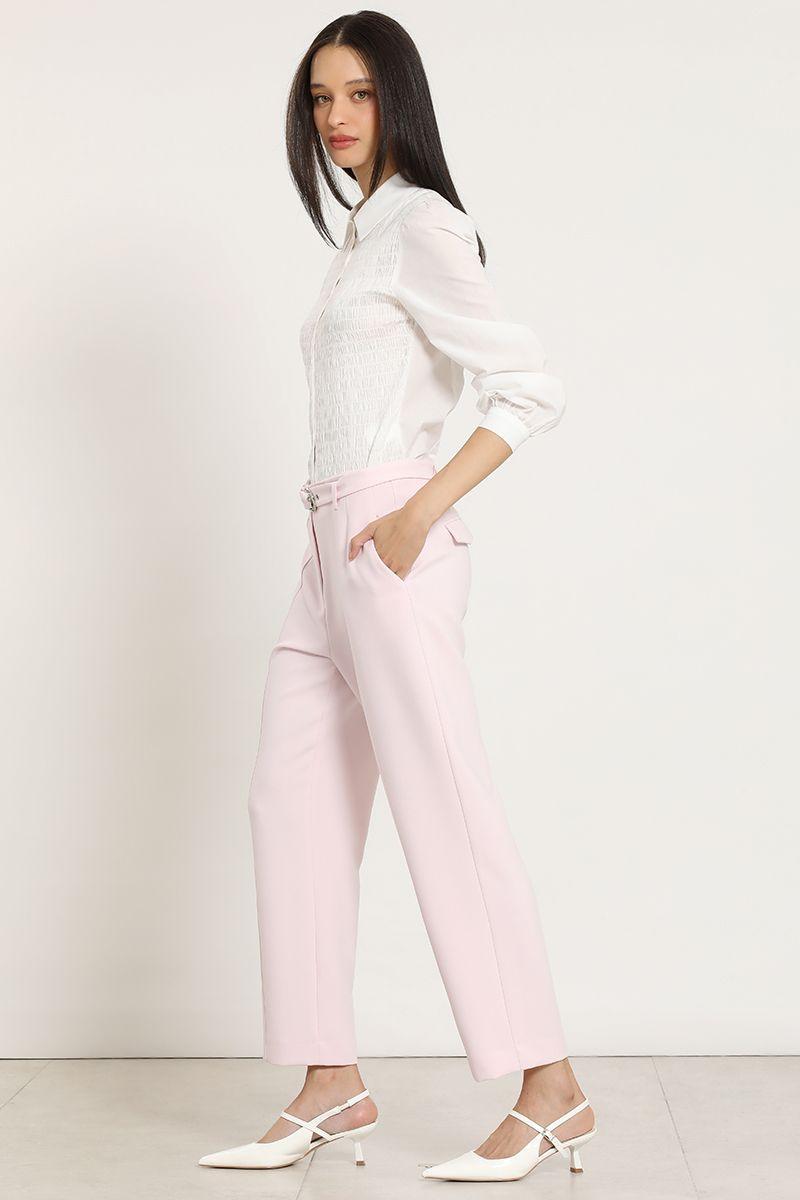 Pantalon sastre con cinturon, rosa Liola-4