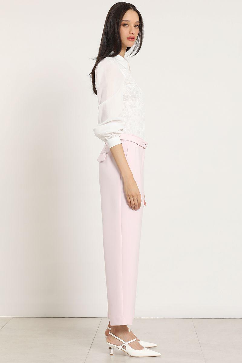 Pantalon sastre con cinturon, rosa Liola-6