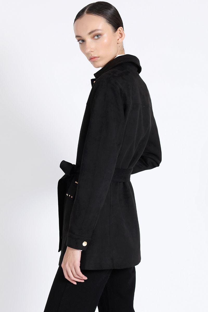 Chaqueta Cargo Efecto Gamuza, Negro Liola-3