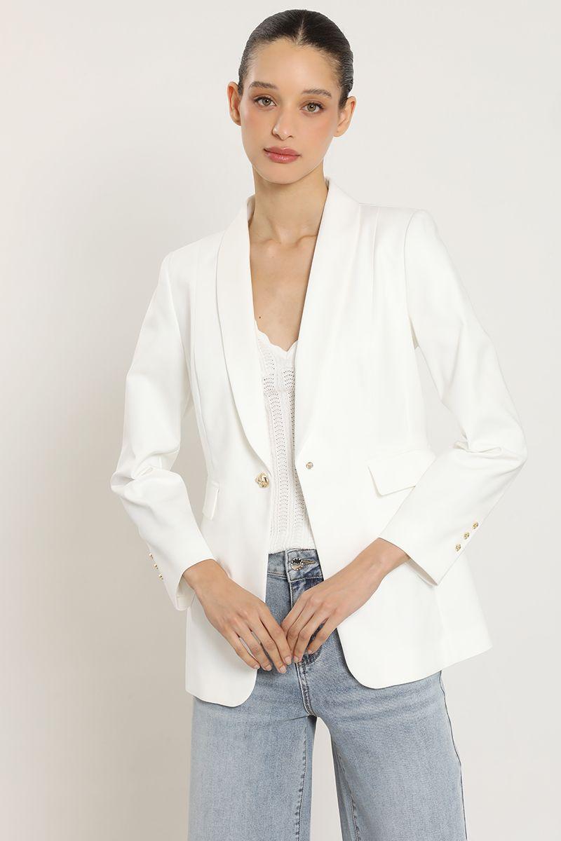 Blazer entallado cuello smoking, crudo Liola-0