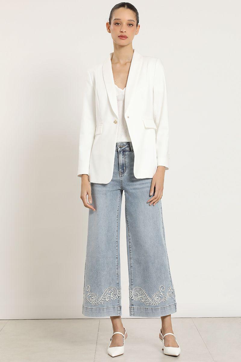 Blazer entallado cuello smoking, crudo Liola-1