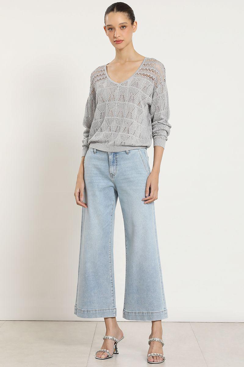 Sweater punto, fantasia transparente, plateado Liola-2
