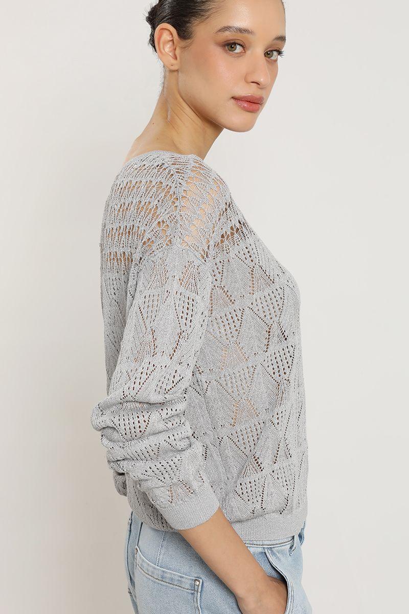 Sweater punto, fantasia transparente, plateado Liola-3