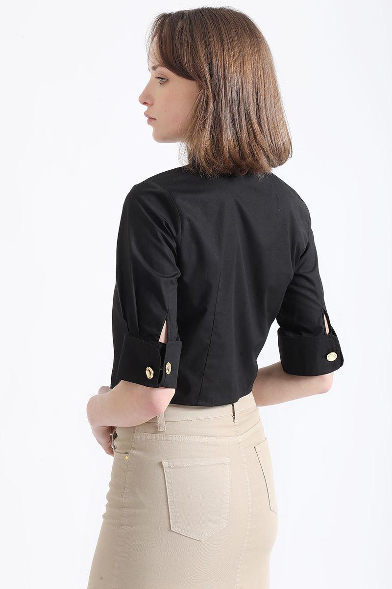 Blusa Cropped Coyeras, Algodón, Negro Liola-3