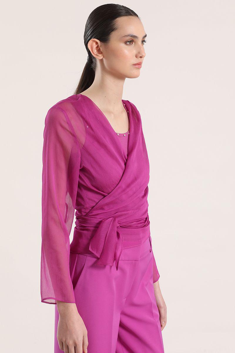 Blusa semitransparente amarras Liola mujer violeta-0