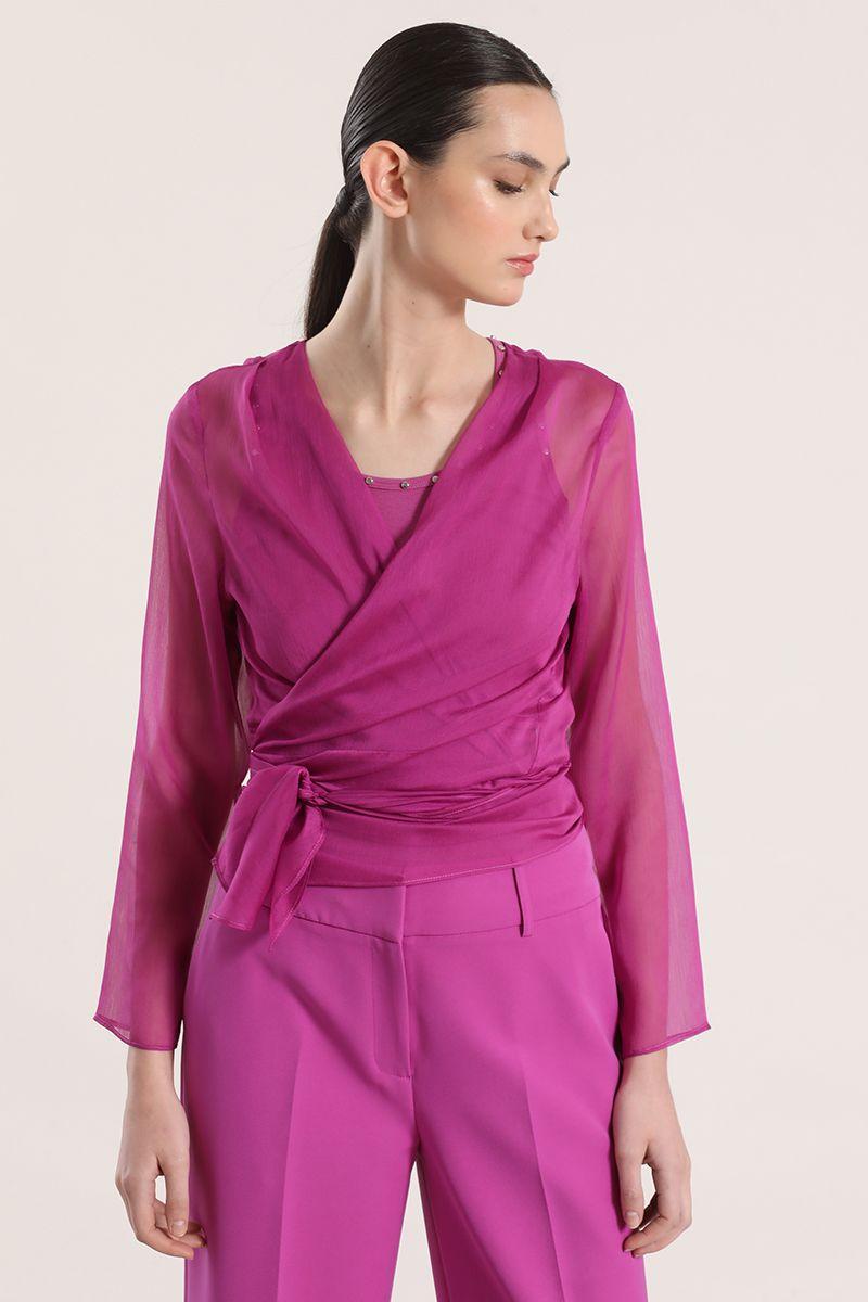 Blusa semitransparente amarras Liola mujer violeta-1