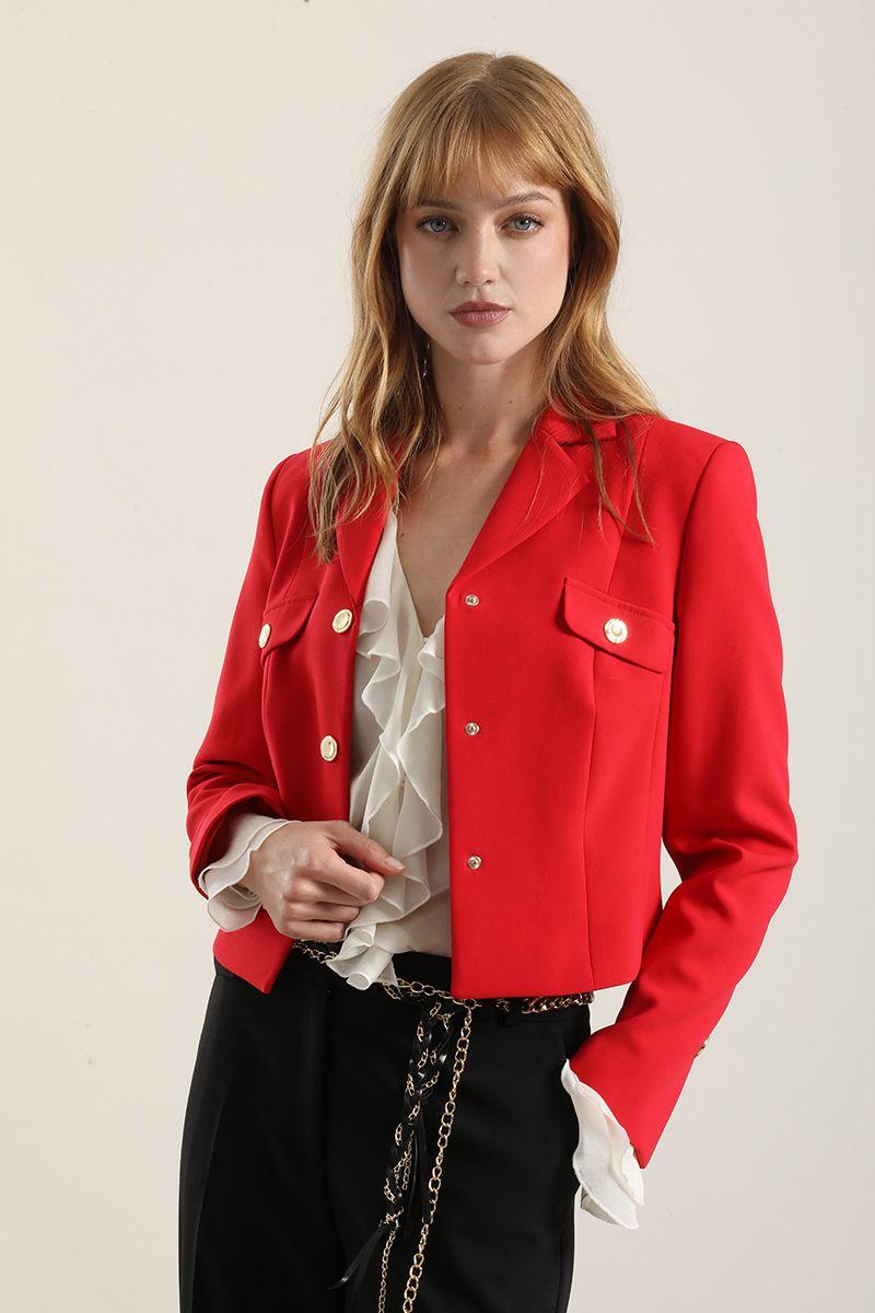 Chaqueta cropped, tapetas fantasia, rojo Liola-2
